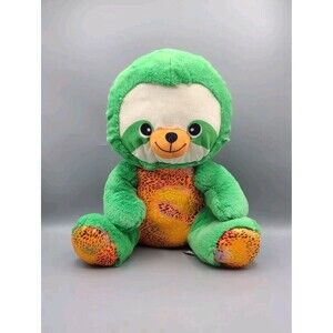 A&A Global Plush Sloth Stuffed Animal Toy Green Orange